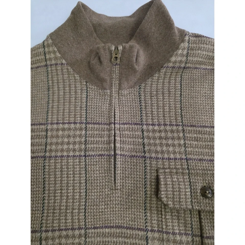 Polo Ralph Lauren Vintage Men's Quarter-Zip Cotton Brown Sweater Size L